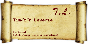 Timár Levente névjegykártya